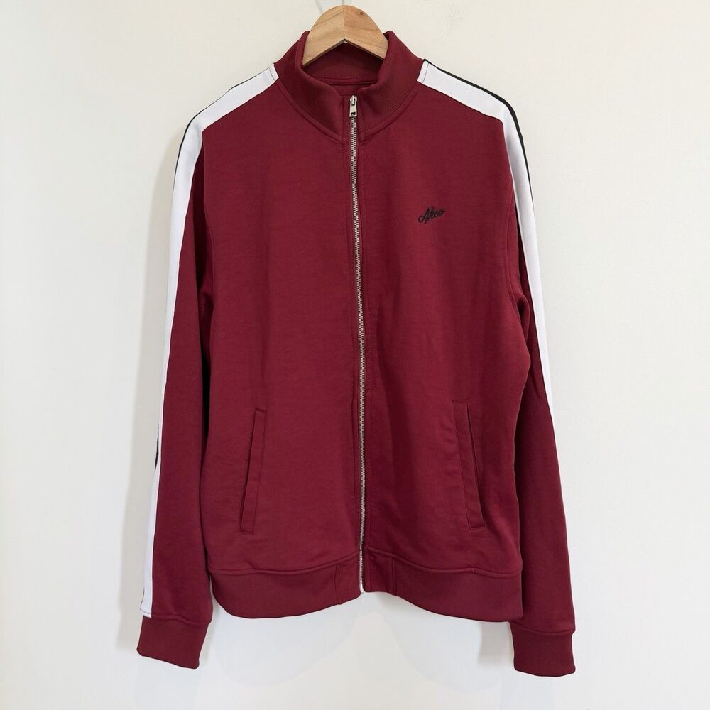Akoo Track Jacket Men’s XL Red Full Zip Streetwear Lightweight Casual Stripe